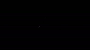Siyah zemin üzerinde kalkan simgesi olan beyaz çizgi belgesi. Sigorta konsepti. Güvenlik, güvenlik, koruma, konsept koruma. 4K Video hareketli grafik canlandırması