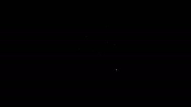 Grafik grafik simgesine sahip beyaz çizgi belgesi siyah arkaplanda izole edildi. Metin dosya simgesini rapor et. Muhasebe tabelası. Denetim, analiz, planlama. 4K Video hareketli grafik canlandırması