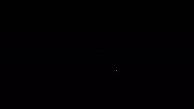 Grafik grafik simgesine sahip beyaz çizgi belgesi siyah arkaplanda izole edildi. Metin dosya simgesini rapor et. Muhasebe tabelası. Denetim, analiz, planlama. 4K Video hareketli grafik canlandırması