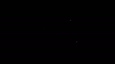 Beyaz çizgi faks makinesi simgesi siyah arkaplanda izole edildi. Ofis telefonu. 4K Video hareketli grafik canlandırması