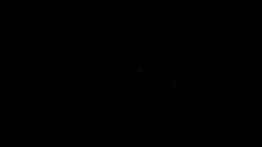 Siyah arkaplanda beyaz çizgi ölçeği simgesi izole edildi. Memnuniyet, sıcaklık, manometre, risk, değerlendirme, performans, hız taktik ölçer. 4K Video hareketli grafik canlandırması