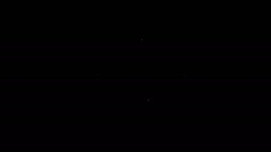 Beyaz çizgi kutusu ya da kutu kutusu, siyah arka planda izole edilmiş bobin ve dişli balıkçılık ekipmanları ikonu. Balık oltası. 4K Video hareketli grafik canlandırması