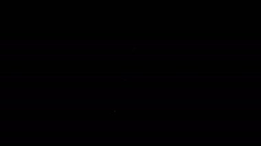 Siyah arkaplanda beyaz çizgi kürek simgesi izole edildi. Bahçe aletleri. Bahçecilik, tarım, çiftçilik aleti. 4K Video hareketli grafik canlandırması