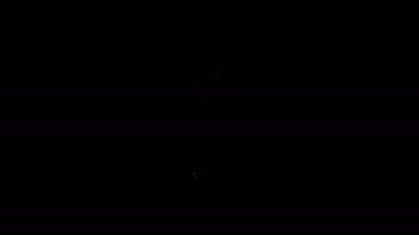 Beyaz çizgi yel değirmeni simgesi siyah arkaplanda izole edildi. 4K Video hareketli grafik canlandırması