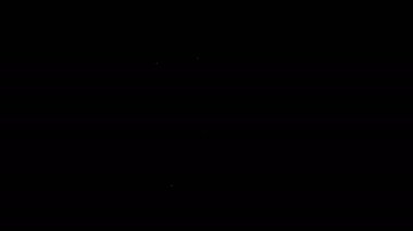 Beyaz çizgi Scythe simgesi siyah arkaplanda izole edildi. Mutlu Cadılar Bayramı Partisi. 4K Video hareketli grafik canlandırması