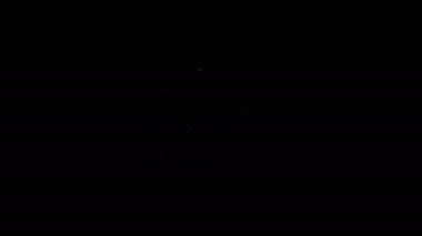 Siyah arka planda izole edilmiş beyaz çizgi büyüteç. Dünyayı analiz ediyorum. Küresel arama işareti. 4K Video hareketli grafik canlandırması