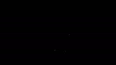 Siyah arkaplanda izole edilmiş bir insan simgesinin silüeti olan beyaz çizgi haritası. GPS konum sembolü. 4K Video hareketli grafik canlandırması