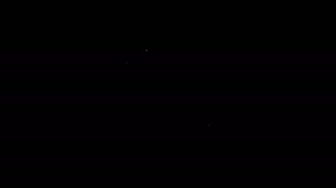 Beyaz çizgi rota simgesi siyah arkaplanda izole edildi. Harita işaretçisi işareti. Yol ya da yol kavramı. GPS navigatörü. 4K Video hareketli grafik canlandırması