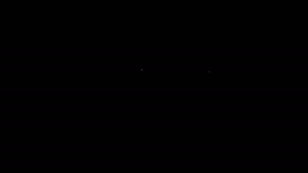 Witte lijn Tand met schild pictogram geïsoleerd op zwarte achtergrond. Tandheelkundige verzekering. Beveiliging, veiligheid, bescherming, bescherming concept. 4K Video motion grafische animatie — Stockvideo