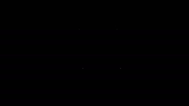 Linha branca Chinelos de borracha para ícone de natação isolados em fundo preto. Equipamento de mergulho. Desporto extremo. Mergulho equipamento subaquático. Animação gráfica em movimento de vídeo 4K — Vídeo de Stock
