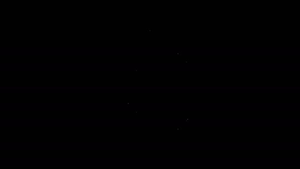 白いラインライフブイのアイコンは黒い背景に隔離されています。ライフベルトのシンボル。4Kビデオモーショングラフィックアニメーション — ストック動画