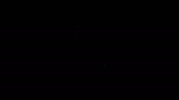 Biała linia ikona grabie ogrodowe izolowane na czarnym tle. Narzędzie do ogrodnictwa, rolnictwa, rolnictwa. Kultywator ziemi. Sprzęt do sprzątania. 4K Animacja graficzna ruchu wideo — Wideo stockowe