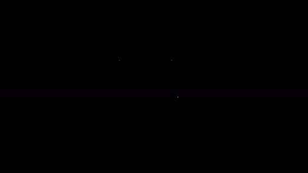 Bílá čára Kuřecí vejce v krabici ikony izolované na černém pozadí. Grafická animace pohybu videa 4K — Stock video