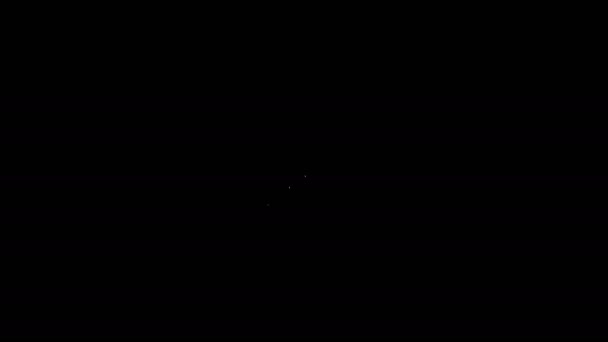 Línea blanca Icono de hoz aislado sobre fondo negro. Cosechando letrero de gancho. Animación gráfica de vídeo 4K — Vídeo de stock