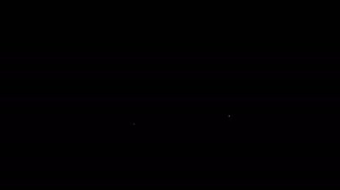 Beyaz çizgi rota simgesi siyah arkaplanda izole edildi. Harita işaretçisi işareti. Yol ya da yol kavramı. GPS navigatörü. 4K Video hareketli grafik canlandırması