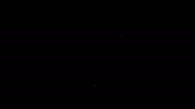 Beyaz çizgi bayrak simgesi siyah arkaplanda izole edildi. Yer belirleyici sembol. 4K Video hareketli grafik canlandırması