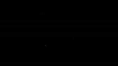 Beyaz çizgi rota simgesi siyah arkaplanda izole edildi. Harita işaretçisi işareti. Yol ya da yol kavramı. GPS navigatörü. 4K Video hareketli grafik canlandırması
