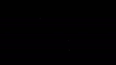 Beyaz çizgi rota simgesi siyah arkaplanda izole edildi. Harita işaretçisi işareti. Yol ya da yol kavramı. GPS navigatörü. 4K Video hareketli grafik canlandırması