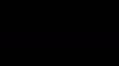 Beyaz çizgi bayrak simgesi siyah arkaplanda izole edildi. Yer belirleyici sembol. 4K Video hareketli grafik canlandırması