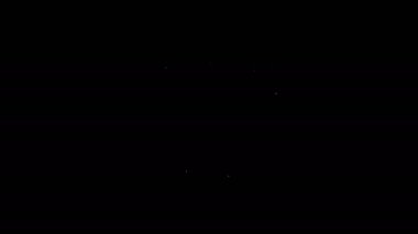 Beyaz çizgi dizüstü bilgisayar simgesi siyah arkaplanda izole edildi. Teknoloji ve cihazlar konsepti... 4K Video hareketli grafik animasyonu