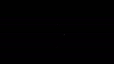 Beyaz çizgi müzik çalar simgesi siyah arkaplanda izole edildi. Taşınabilir müzik cihazı. 4K Video hareketli grafik canlandırması