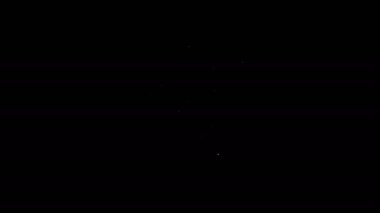 Beyaz çizgi siber güvenlik simgesi siyah arkaplanda izole edildi. Kalkan işareti. Güvenlik kavramı. Dijital veri koruması. 4K Video hareketli grafik canlandırması