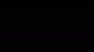 Beyaz çizgi binası konuşma baloncuğu simgesinde siyah arka planda izole edildi. Emlak konsepti. 4K Video hareketli grafik canlandırması