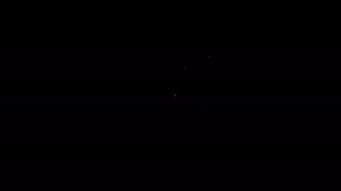 Beyaz çizgi arama evi simgesi siyah arkaplanda izole edildi. Büyüteç altındaki bir evin emlak sembolü. 4K Video hareketli grafik canlandırması