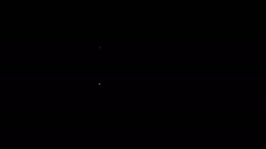 Siyah arkaplanda izole edilmiş beyaz çizgi asılı yazı çevrimiçi satış simgesi. Mesaj indirimli tabela. 4K Video hareketli grafik canlandırması