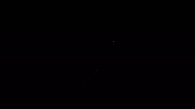 Akıllı ev simgesine sahip beyaz çizgi bilgisayar monitörü siyah arkaplanda izole edildi. Uzaktan kumanda. 4K Video hareketli grafik canlandırması