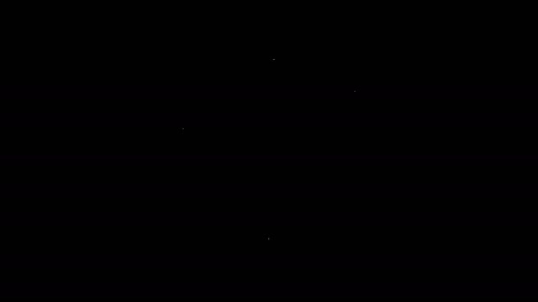 Οδική σήμανση λευκής γραμμής. Εικονίδιο πινακίδας που απομονώνεται σε μαύρο φόντο. Σύμβολο δείκτη. Απομονωμένη πινακίδα πληροφοριών δρόμου. Σημάδι κατεύθυνσης. 4K Γραφική κίνηση κίνησης βίντεο — Αρχείο Βίντεο