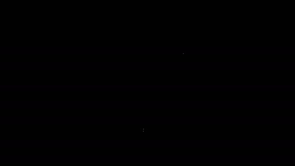 Weiße Linie Flagge Symbol isoliert auf schwarzem Hintergrund. Ortsmarkierungssymbol. 4K Video Motion Grafik Animation — Stockvideo