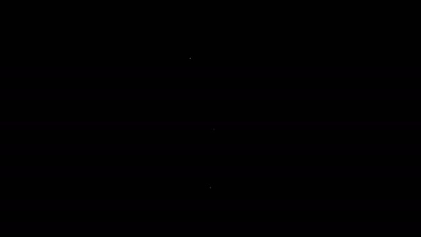 ホワイトライン黒の背景に分離されたプッシュピンアイコン。感謝の印だ。4Kビデオモーショングラフィックアニメーション — ストック動画
