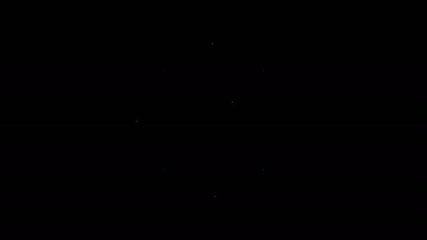 Linha branca Ícone de rosa do vento isolado no fundo preto. Ícone de bússola para viagens. Design de navegação. Animação gráfica em movimento de vídeo 4K — Vídeo de Stock