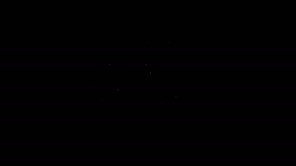 Witte lijn Opgevouwen kaart met locatiemarkering pictogram geïsoleerd op zwarte achtergrond. 4K Video motion grafische animatie — Stockvideo