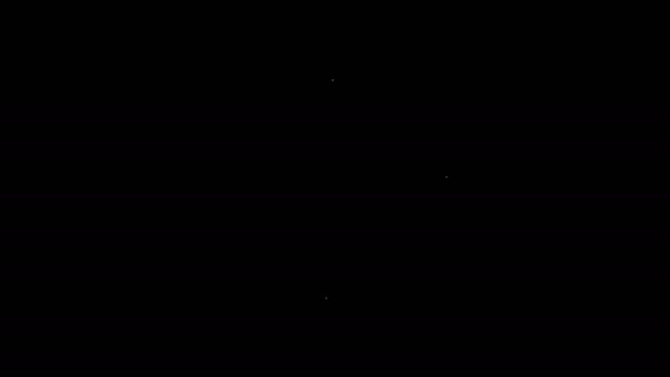 Εικόνα λευκής γραμμής με σημαία απομονωμένη σε μαύρο φόντο. Σύμβολο σήμανσης θέσης. 4K Γραφική κίνηση κίνησης βίντεο — Αρχείο Βίντεο