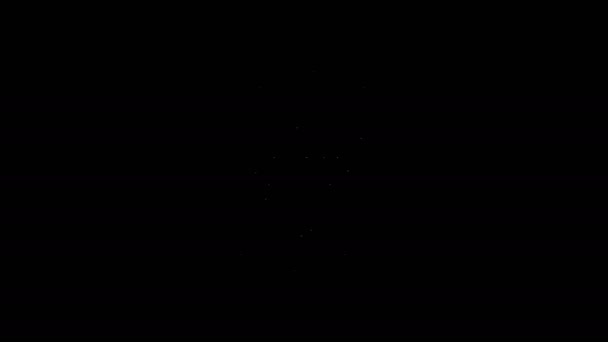 Icona del processore linea bianca isolata su sfondo nero. CPU, unità centrale di elaborazione, microchip, microcircuito, processore di computer, chip. Animazione grafica 4K Video motion — Video Stock