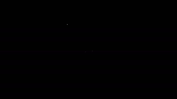 Tablet garis putih dengan ikon 5 k teks diisolasi dengan latar belakang hitam. Animasi grafis gerak Video 4K — Stok Video