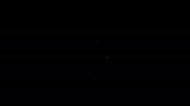 Línea blanca Icono del reproductor de música aislado sobre fondo negro. Dispositivo de música portátil. Animación gráfica de vídeo 4K — Vídeo de stock