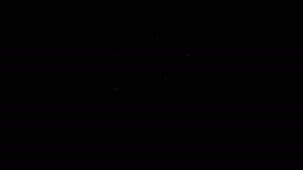 Witte lijn Huis met schild pictogram geïsoleerd op zwarte achtergrond. Verzekeringsconcept. Beveiliging, veiligheid, bescherming, bescherming concept. 4K Video motion grafische animatie — Stockvideo