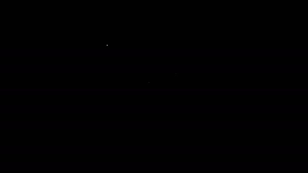 Witte lijn Klok pictogram geïsoleerd op zwarte achtergrond. Tijdsymbool. 4K Video motion grafische animatie — Stockvideo