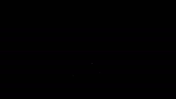 Linea bianca icona monumento Washington isolato su sfondo nero. Concetto di commemorazione, punto di riferimento DC, patriottismo. Animazione grafica 4K Video motion — Video Stock