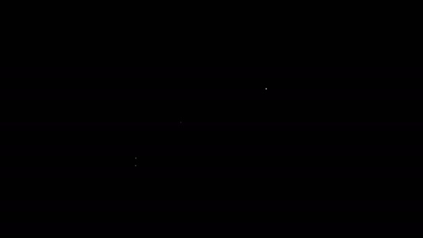 Λευκό σήμα αναγνώρισης γραμμής εικονίδιο που απομονώνεται σε μαύρο φόντο. Μπορεί να χρησιμοποιηθεί για παρουσίαση, ταυτότητα της εταιρείας, διαφήμιση. 4K Γραφική κίνηση κίνησης βίντεο — Αρχείο Βίντεο