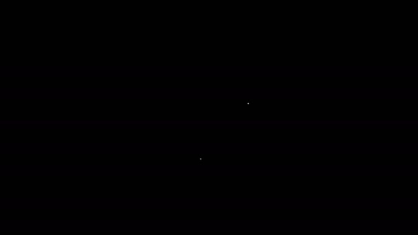 Bílá čára Ikona knihy izolované na černém pozadí. Grafická animace pohybu videa 4K — Stock video