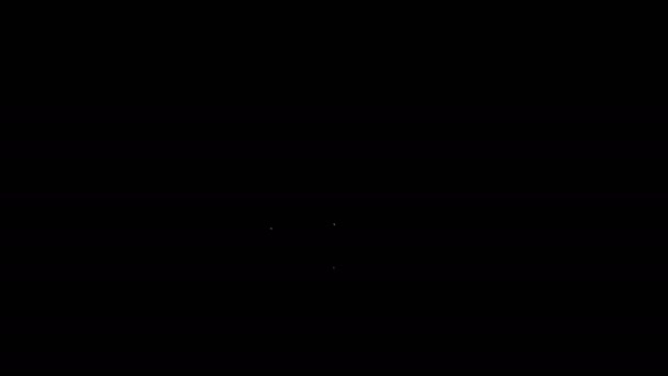 Weiße Linie Graduation Cap Symbol isoliert auf schwarzem Hintergrund. Abschluss Hut mit Quaste-Symbol. 4K Video Motion Grafik Animation — Stockvideo