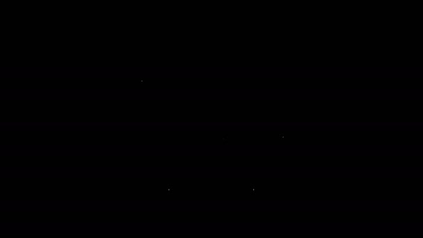 黒の背景に分離されたホワイトライングラスアイコン。メガネフレームのシンボル。4Kビデオモーショングラフィックアニメーション — ストック動画