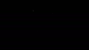 Beyaz çizgi hesap makinesi simgesi siyah arkaplanda izole edildi. Muhasebe sembolü. İş hesaplamaları matematik eğitimi ve finans. 4K Video hareketli grafik canlandırması