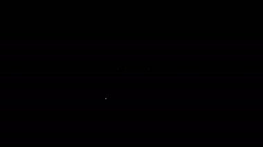 Siyah arka planda izole edilmiş şanslı yedili büyük ikramiye ikonu olan beyaz çizgi kumar makinesi. 4K Video hareketli grafik canlandırması
