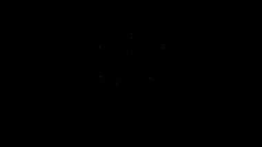 Beyaz çizgi geri dönüşüm sembolü siyah arkaplanda izole edilmiş bir kalkan simgesi. Çevre koruma işareti. 4K Video hareketli grafik canlandırması