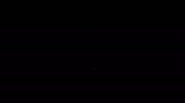 Beyaz çizgi Balık iskeleti simgesi siyah arkaplanda izole edildi. Balık kemiği işareti. 4K Video hareketli grafik canlandırması
